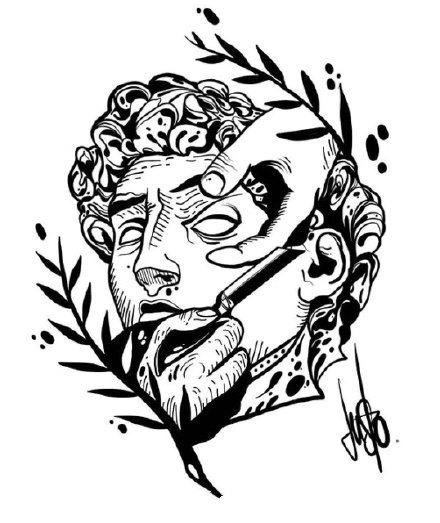 26款漂亮的帅气黑灰点刺纹身图案手稿