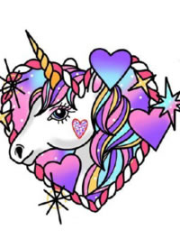 适合女生的一组唯美彩色独角兽纹身图片手稿