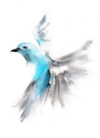 灵动的水墨水彩飞鸟燕子纹身图片