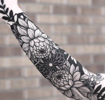 黑灰包小臂纹身  18款好看的包手臂黑灰纹身图案