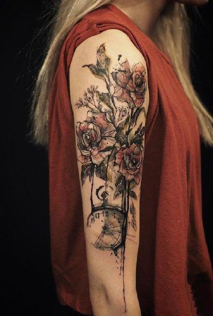 黑灰包小臂纹身  18款好看的包手臂黑灰纹身图案