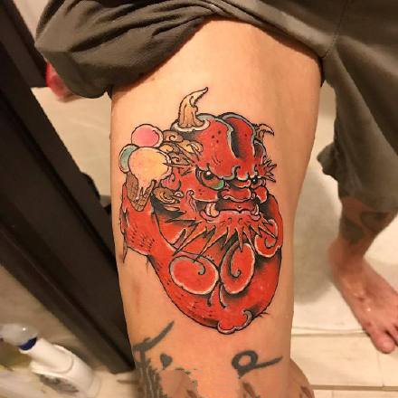 日式school纹身 传统的彩色日式小school纹身图案