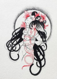 日式新风格的一组捆绑女郎纹身图片