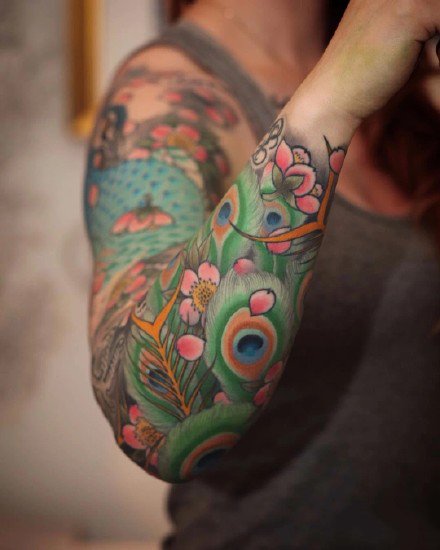 传统纹身图案 27组传统风格的包臂手臂纹身作品图案