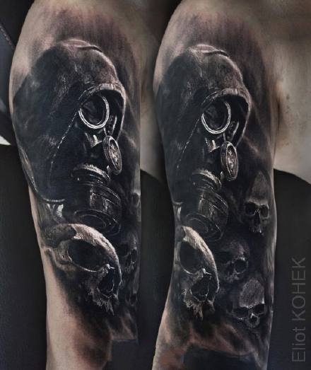 欧美超暗黑的写实骷髅等纹身图