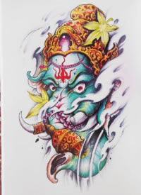 35组宗教传统的象神纹身手稿图片