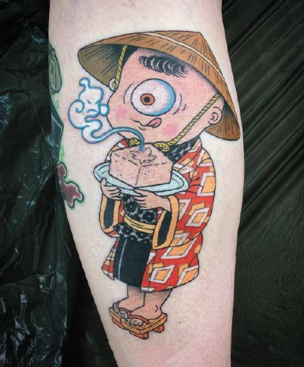 日式传统风格的老鼠和猫等彩色纹身图