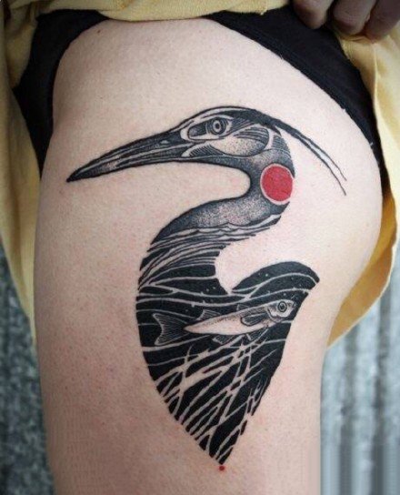 仙鹤纹身 9款传统中国风格的仙鹤纹身图片