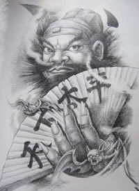 9张传统人物的钟馗黑灰纹身手稿