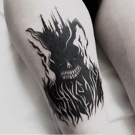 27款个性的暗黑灰纹身作品图片欣赏