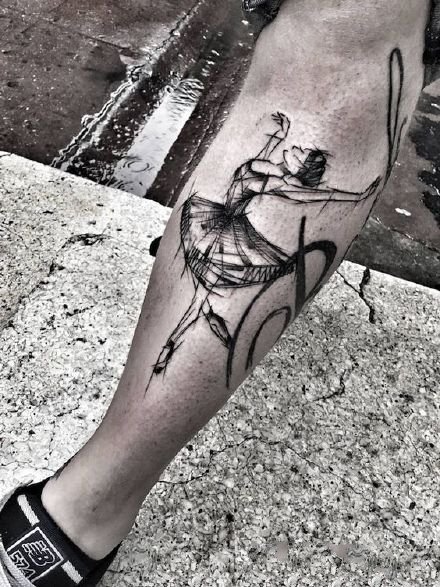 黑灰手臂点线纹身 别有一番风味的手臂点线黑灰纹身图片