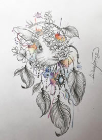 精美的一组小清新的彩色小纹身手稿图片