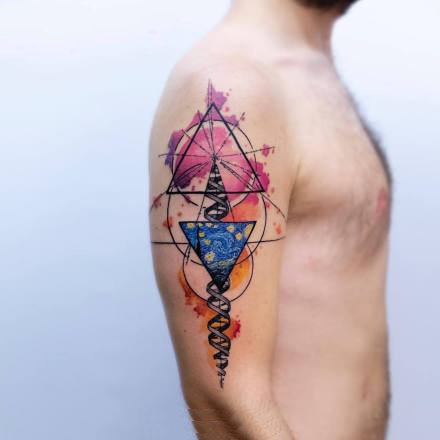 水彩纹身 9款手臂上抽象感觉的水彩风格纹身图案