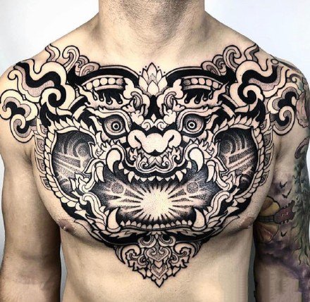 霸气黑灰纹身 帅气的9组大面积黑色点刺纹身图案