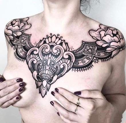 霸气黑灰纹身 帅气的9组大面积黑色点刺纹身图案