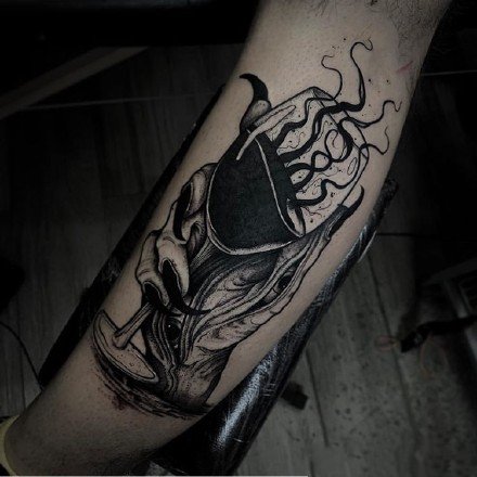 黑色点刺纹身 18组暗黑色的创意点刺纹身图案