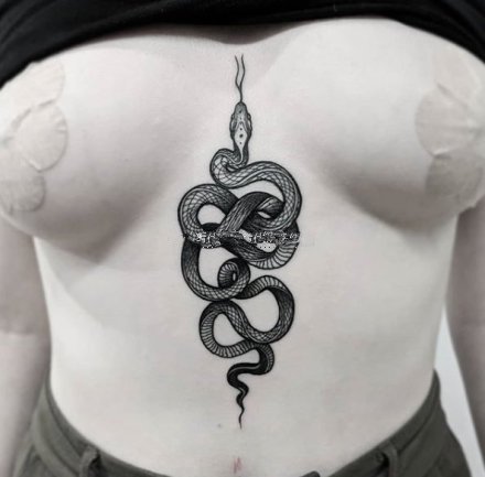 黑色小蛇纹身 9款兵器和小黑蛇搭配的纹身图案