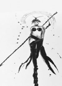 一组个性的水墨小黑图纹身素材图片