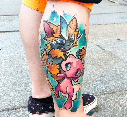 彩色的一组卡通宠物小精灵纹身图片