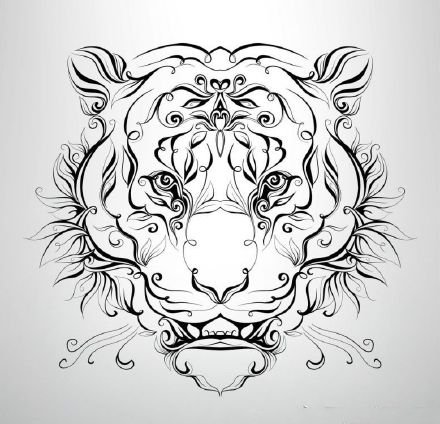 30组帅气的老虎头纹身手稿图片