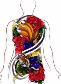 十几款满背纹身的手稿效果图欣赏