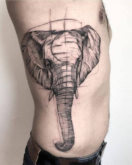 点线风格的9张暗黑灰纹身图案