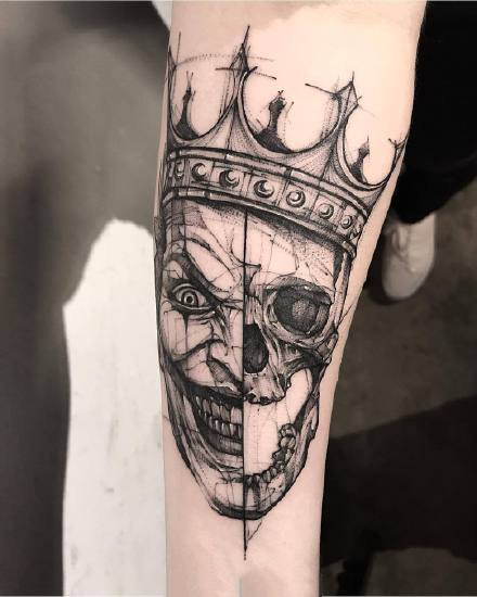 点线风格的9张暗黑灰纹身图案