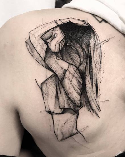 点线风格的9张暗黑灰纹身图案