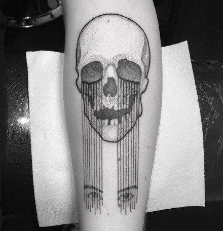 一组暗黑风格遇到线条画风的创意纹身图片