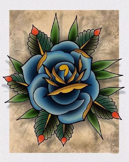 18款漂亮的彩色school花卉纹身图案手稿