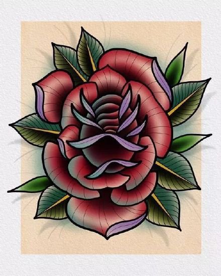 18款漂亮的彩色school花卉纹身图案手稿