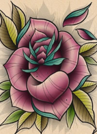 18款漂亮的彩色school花卉纹身图案手稿