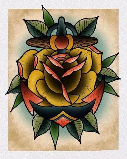 18款漂亮的彩色school花卉纹身图案手稿