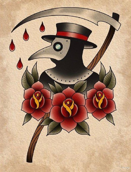 18款漂亮的彩色school花卉纹身图案手稿