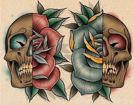 18款漂亮的彩色school花卉纹身图案手稿