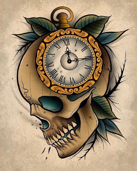 18款漂亮的彩色school花卉纹身图案手稿