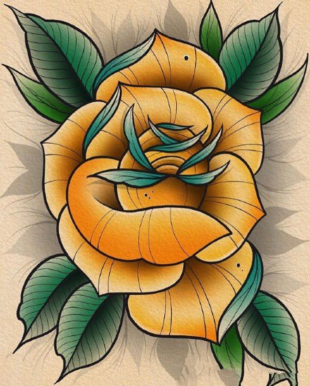 18款漂亮的彩色school花卉纹身图案手稿