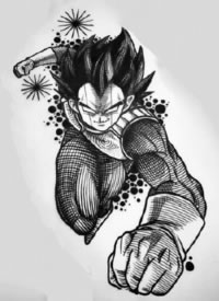 40款日本动漫人物的黑灰纹身手稿图片