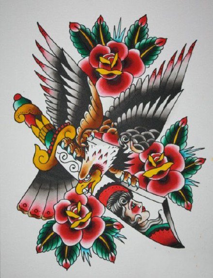 9张各风格的老鹰主题纹身手稿图片