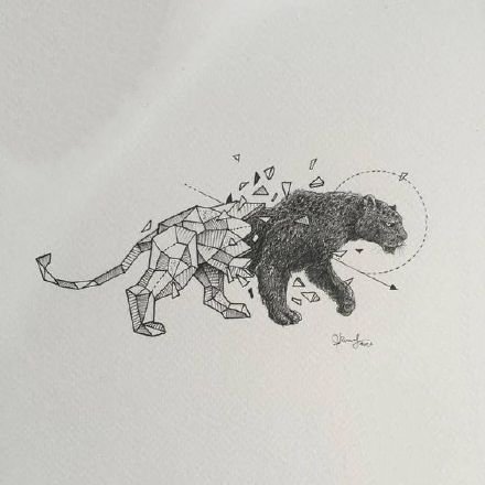 22款几何碎片搭配动物的创意纹身手稿图片