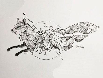 22款几何碎片搭配动物的创意纹身手稿图片