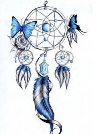 9张唯美优雅的彩色补梦网纹身手稿图