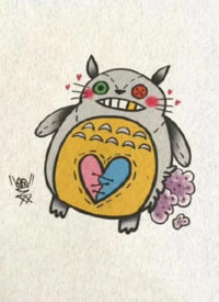 一组趣味的彩色纹身小稿图片