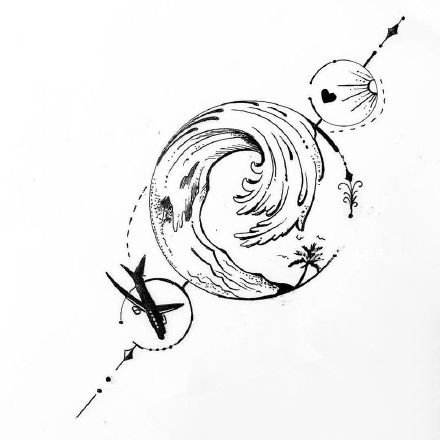 漂亮的一组适合脊柱和小臂的简约纹身手稿图片