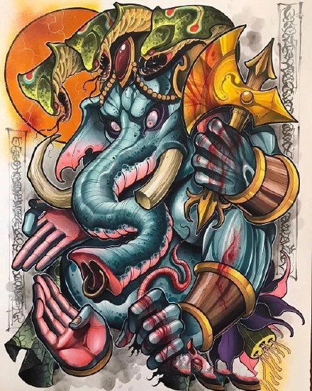 28款新传统的彩图纹身手稿图案欣赏