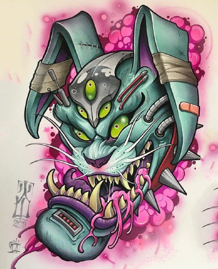 28款新传统的彩图纹身手稿图案欣赏