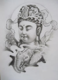 30组传统的佛头纹身手稿图片欣赏