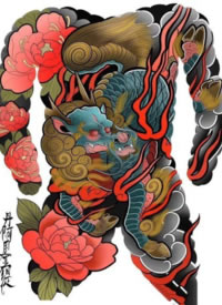 31组传统大满背全胛通体纹身手稿图案欣赏