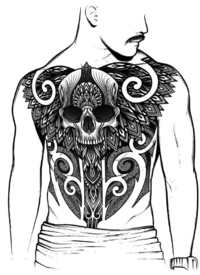 一组黑色点刺梵花的纹身效果图图片欣赏