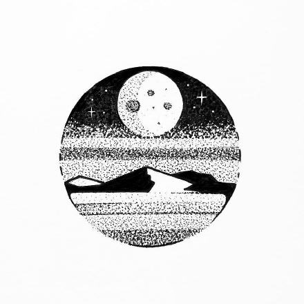 38款几何元素里的写实黑灰小风景纹身图案